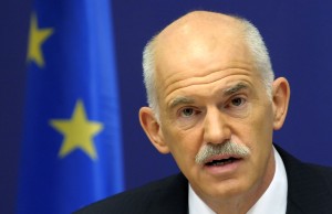 Greece's Prime Minister Papandreou holds a news conference at the end of an European Summit in Brussels